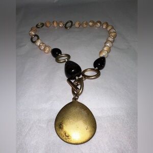 Statement Gold and Black Pendant Necklace